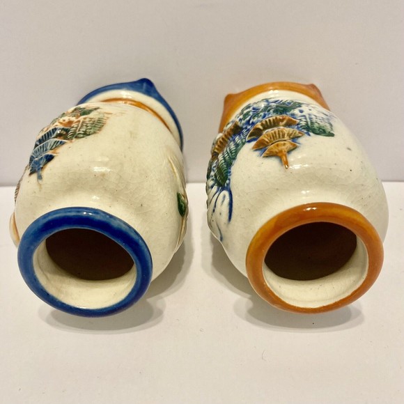 OCCUPIED JAPAN Vintage Blue Brown 3D Mini Vases Pergola Willow 3 x 3.5 inches - Picture 7 of 13